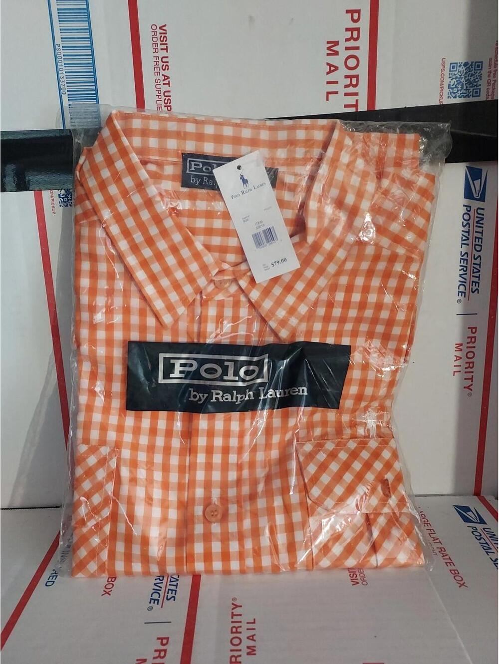 Polo by Ralph Lauren NWT Short Sleeve Polo Shirt Size 2x Orange Plaid - T6#24